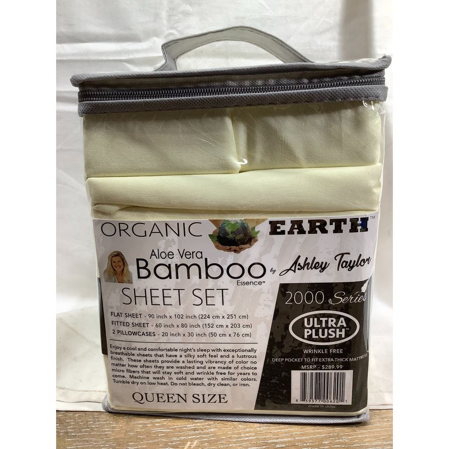 Organic Earth Aloe Vera Bamboo Sheet Set, Queen Seize, Yellow