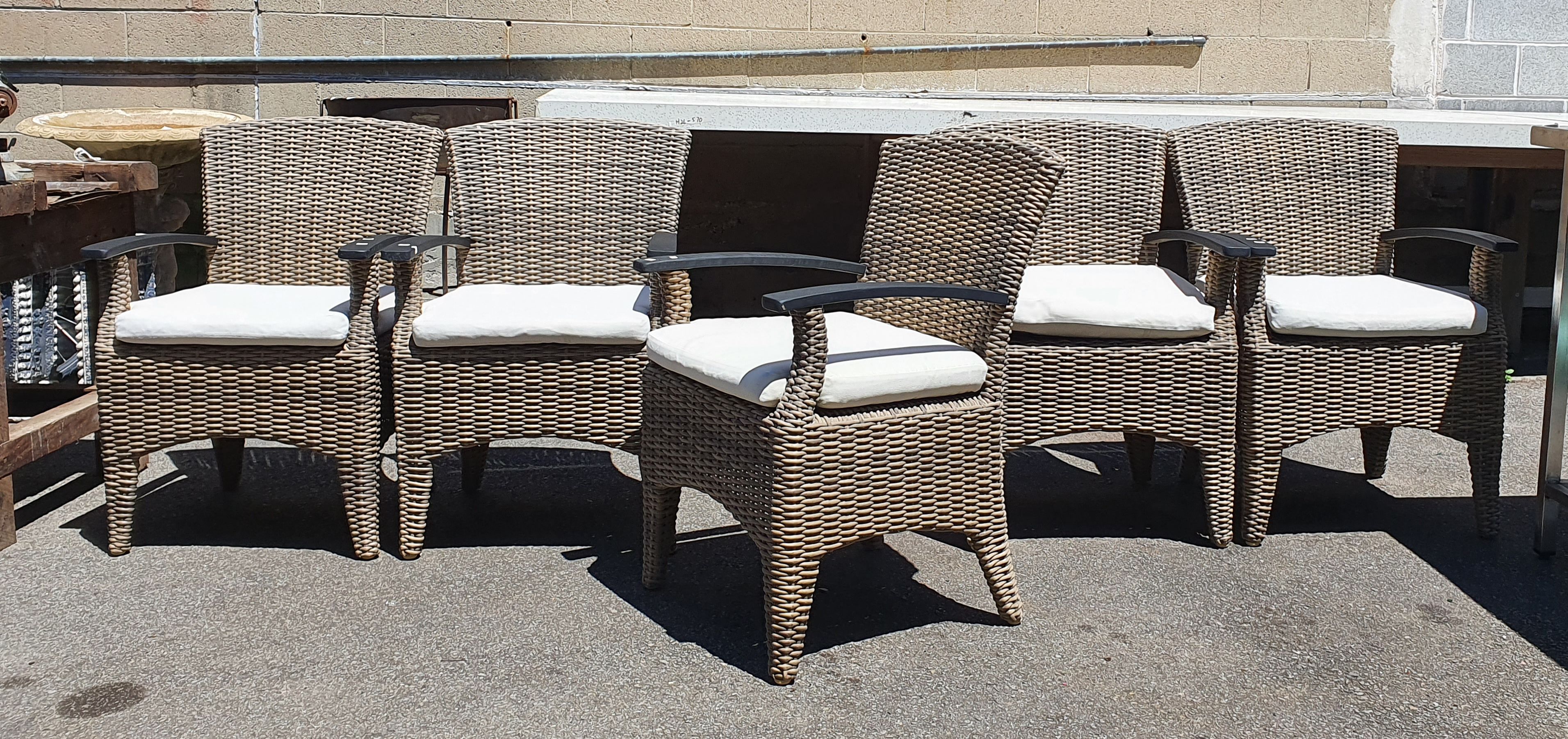 Five Faux Wicker Chairs