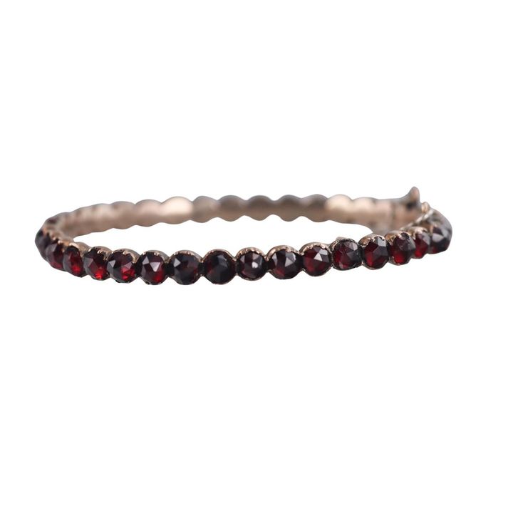 Antique Bohemian Garnet Bangle Bracelet