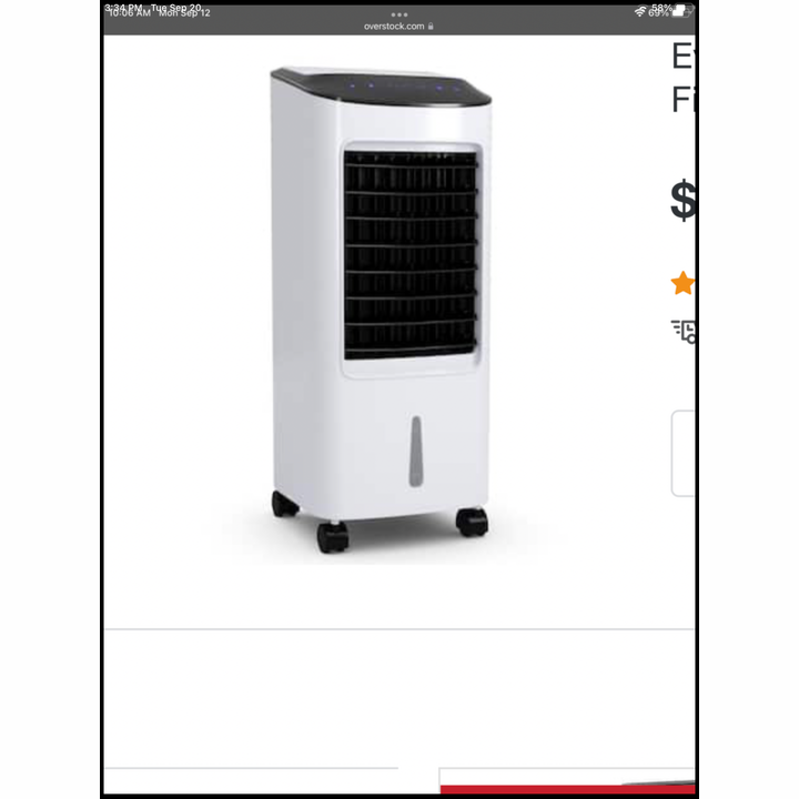 Evaporative Portable Air Cooler Fan & Humidifier w/Filter Remote Control (10.5" x 12" x 29")