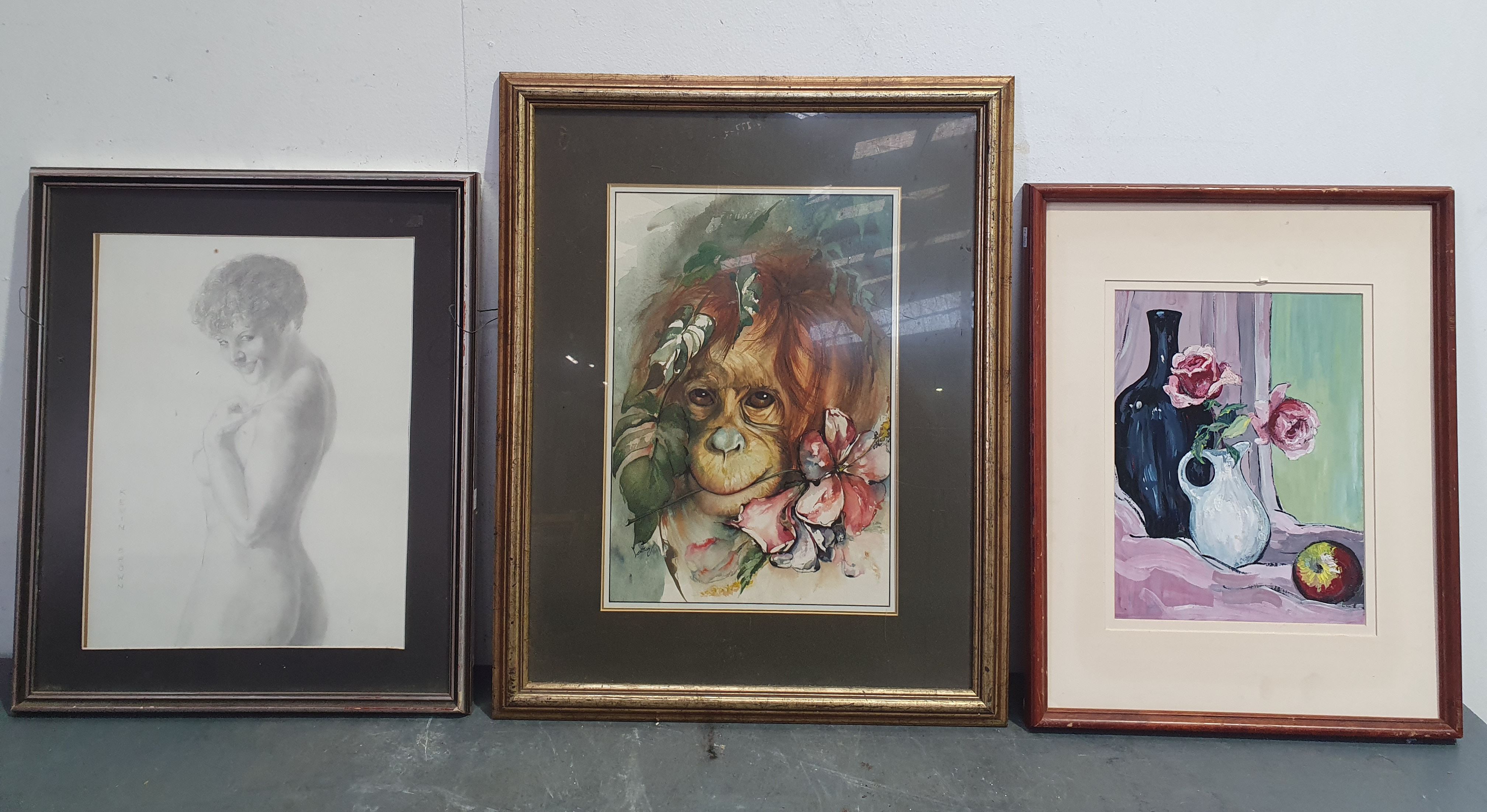 A Group Of Three Various Framed Works