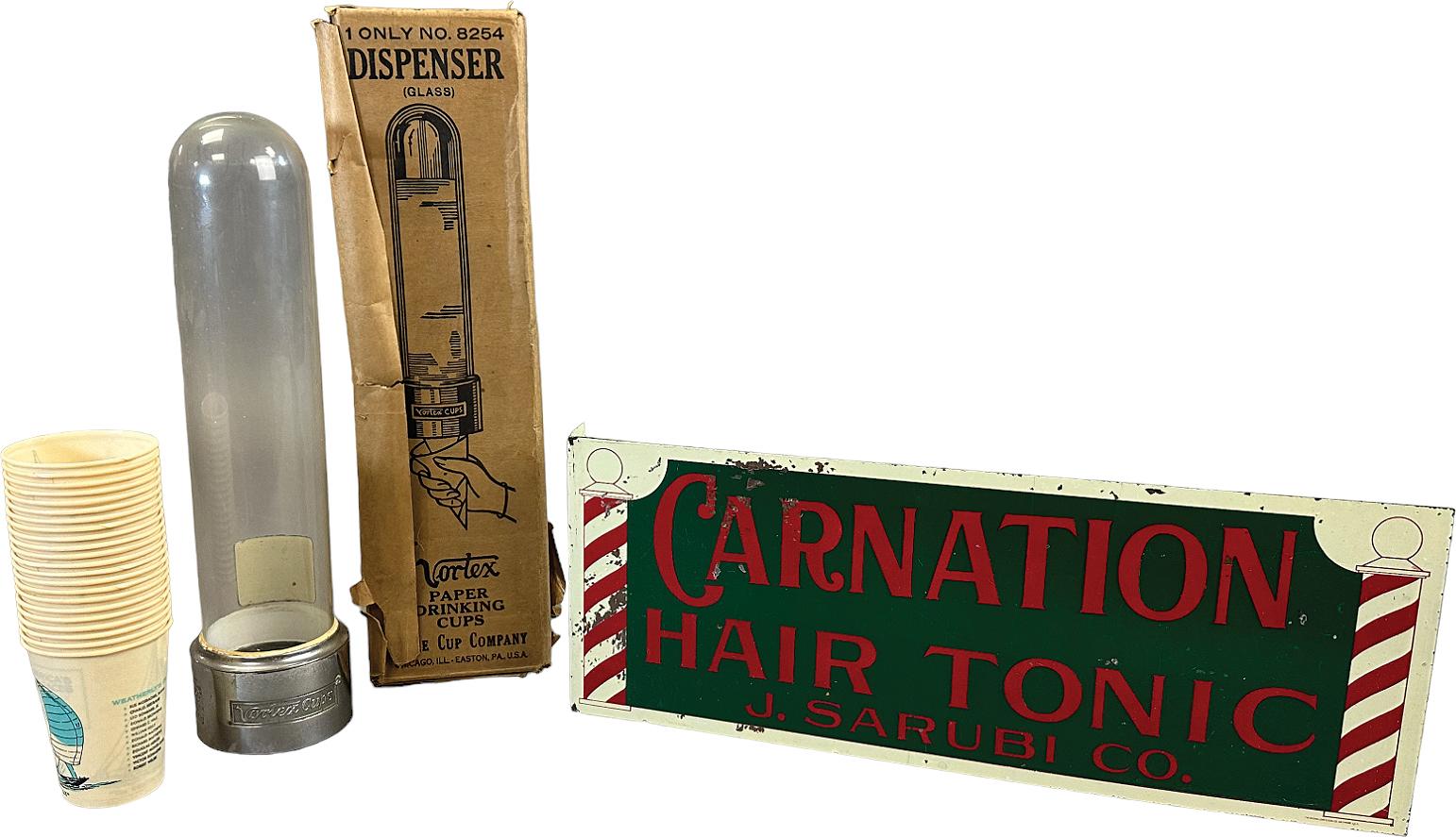 BOXED VORTEX CUP DISPENSER & CARNATION HAIR TONIC