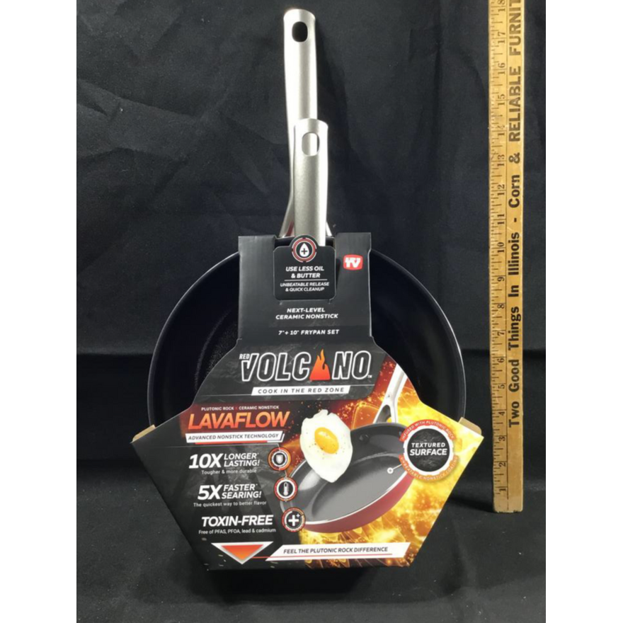 Red Volcano 7" & 10" Ceramic Non-Stick Frypan Set