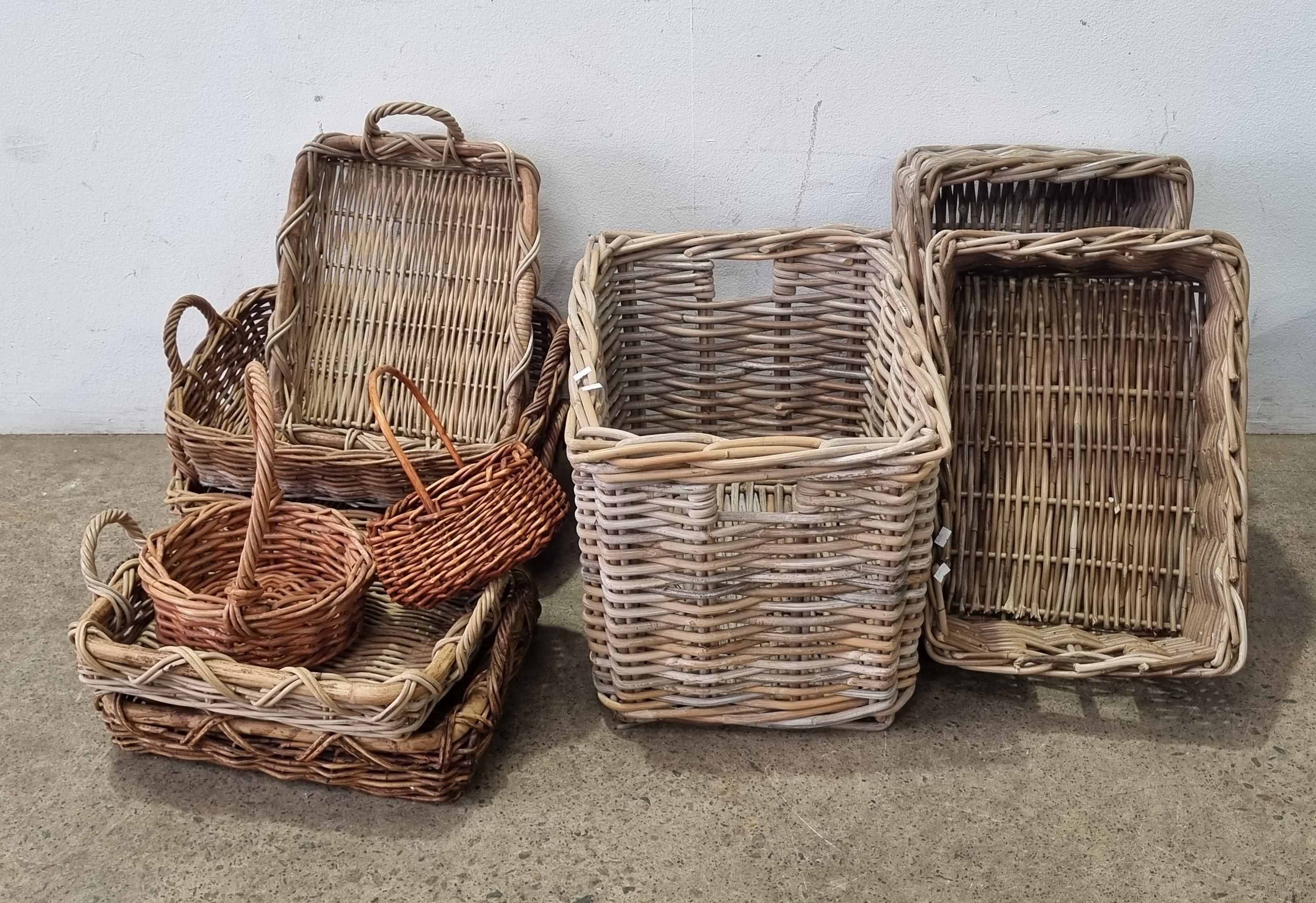 A Group Of 10 Various Cane Baskets
