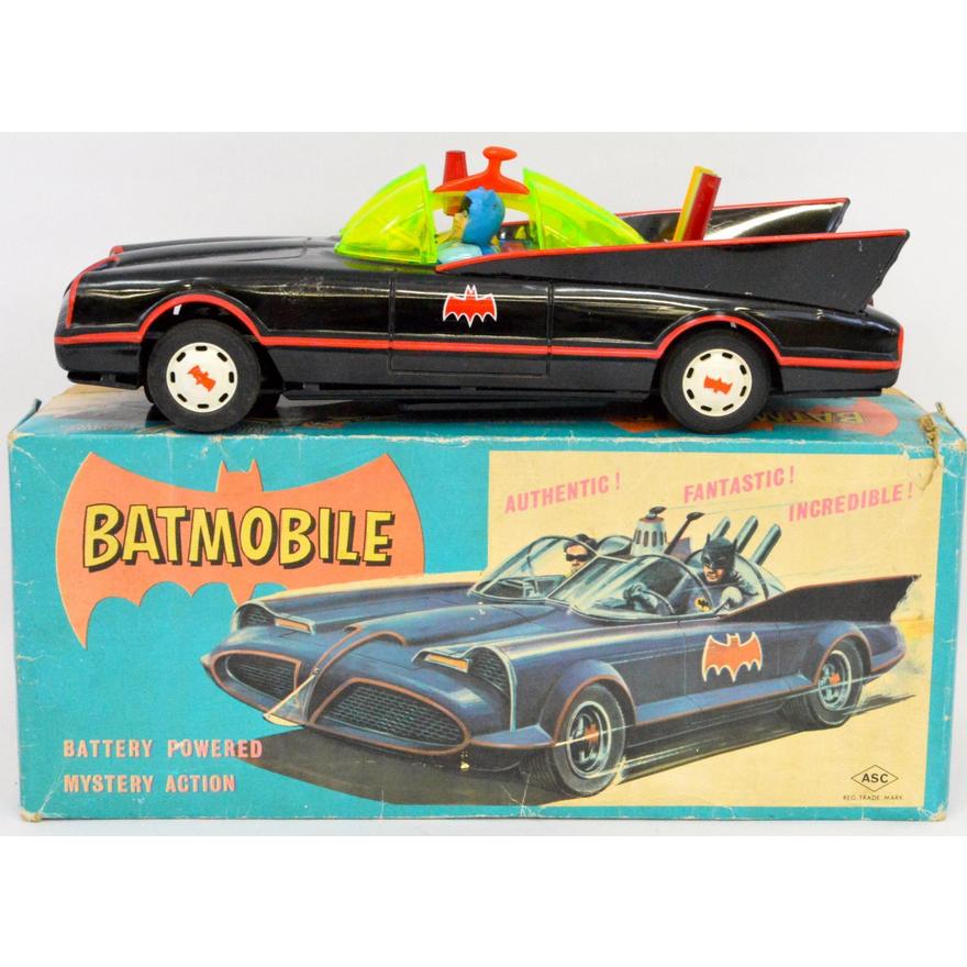 ASC Aoshin ca. 1972 Tin Lithographed Battery Operated Batmobile for Sale -   - Antique Toys for Sale