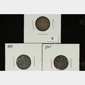 1902, 1904 & 1905 CANADA SILVER 10 CENTS