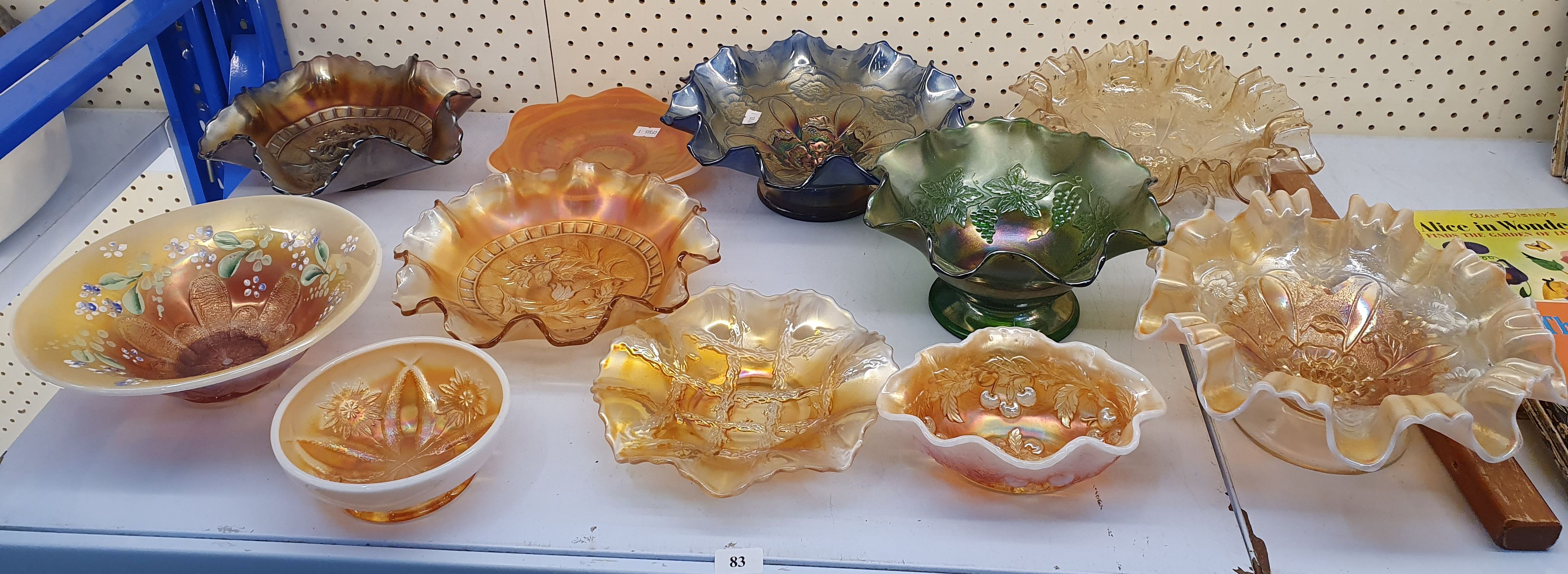 83 · 11 CARNIVAL GLASS BOWLS