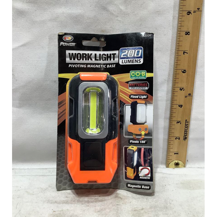 PT Power 200 Lumen Work Light W/Pivoting Magnetic Base - Batteries Included