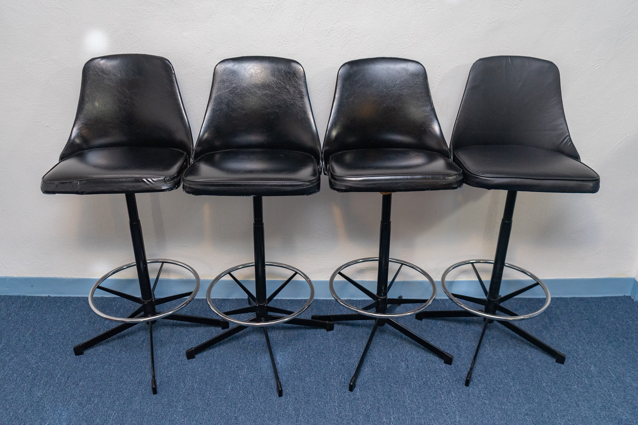 Four Retro Cosco Black Vinyl Bar Stools Harritt Group, Inc