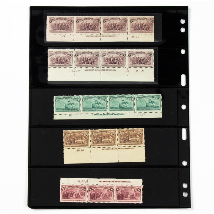 US 1893 Columbian Plate, and Imprint Strip Group