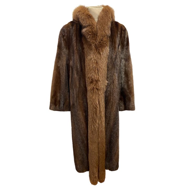 Vintage EMBA Full Length Fur Trim Mink Coat
