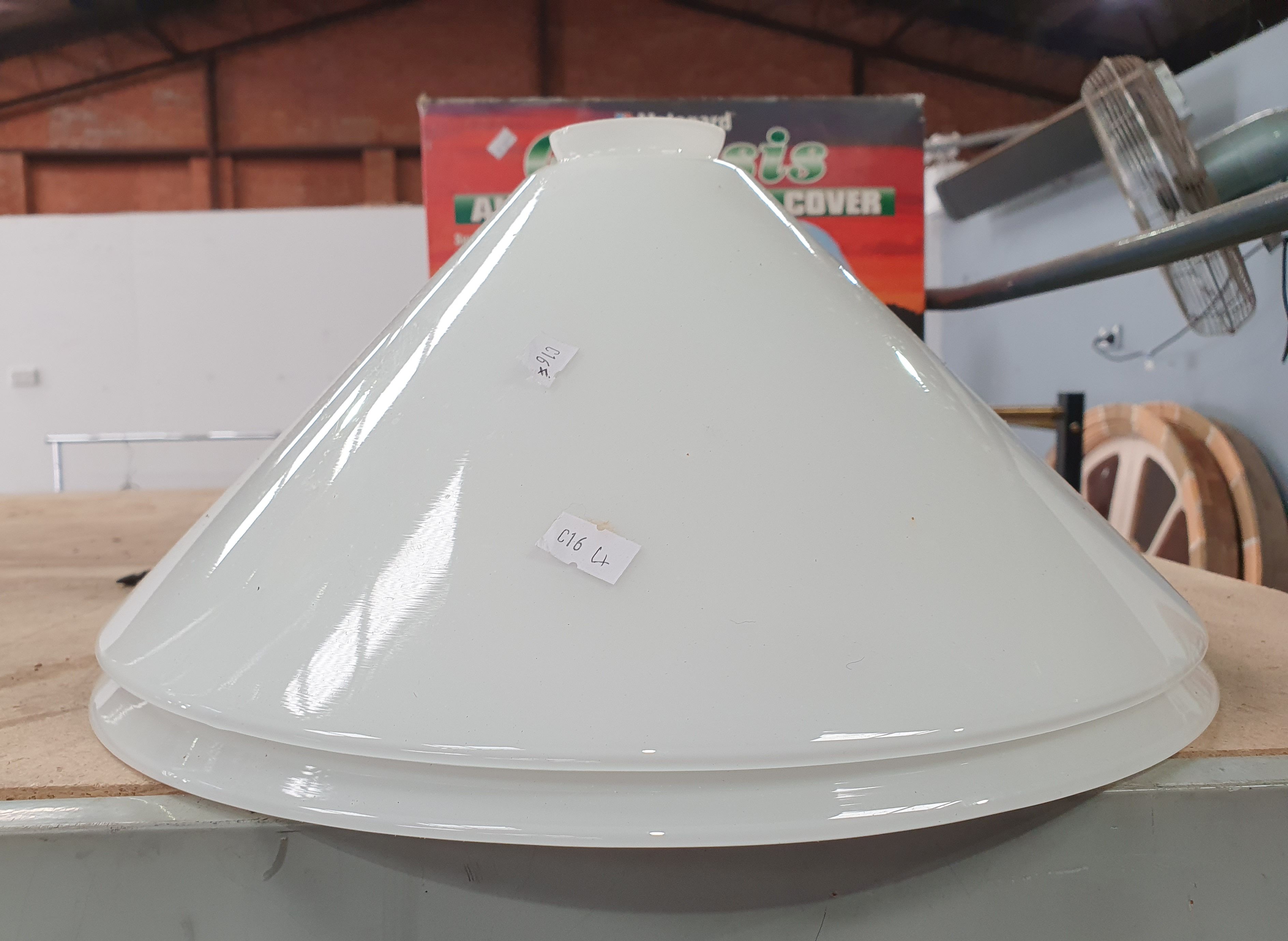 TWO MILK GLASS LIGHT SHADES
