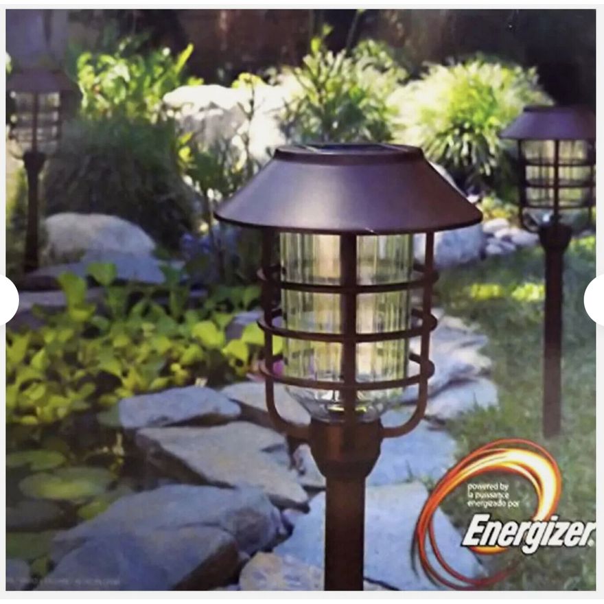 Hampton Bay 10pk Solar LED Pathway Lights- Golden Bronze Finish- 18 Lumens, 6.5'' x 15.9'' x 6.2''