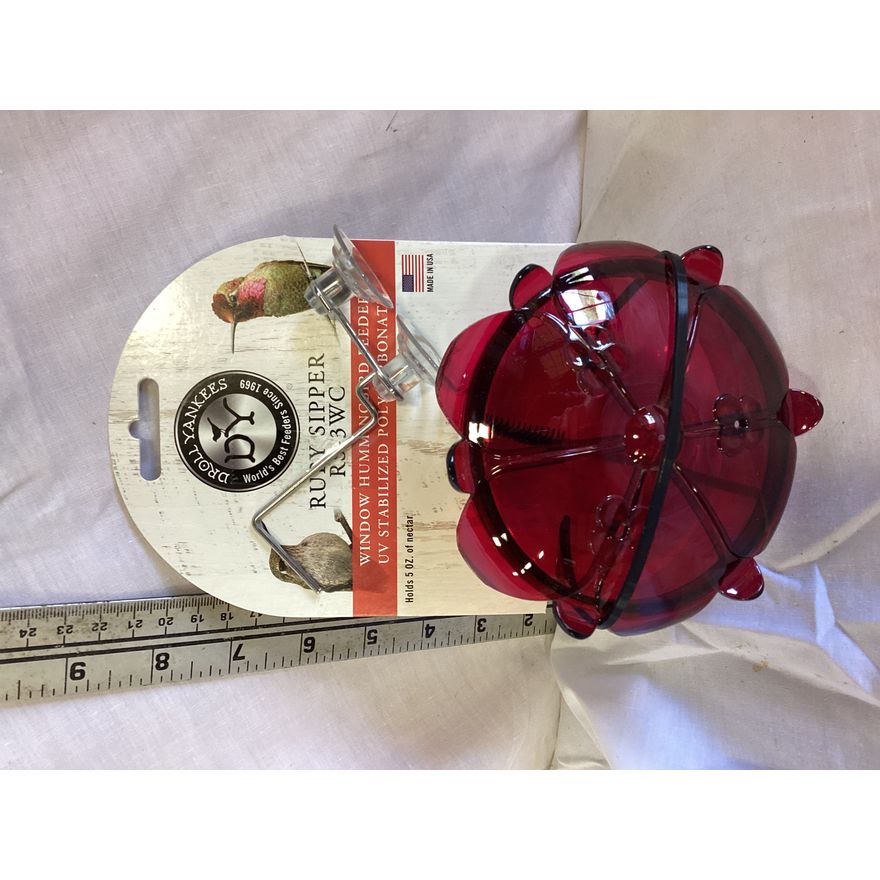 Droll Yankee Ruby Sipper Window Hummingbird Feeder- Holds 5oz Of Nectar