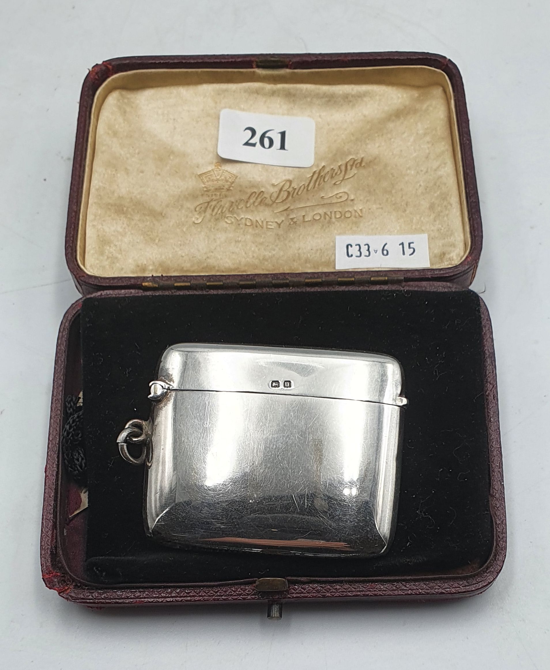 A WIDE ENGLISH HALLMARKED STERLING SILVER MATCH VESTA