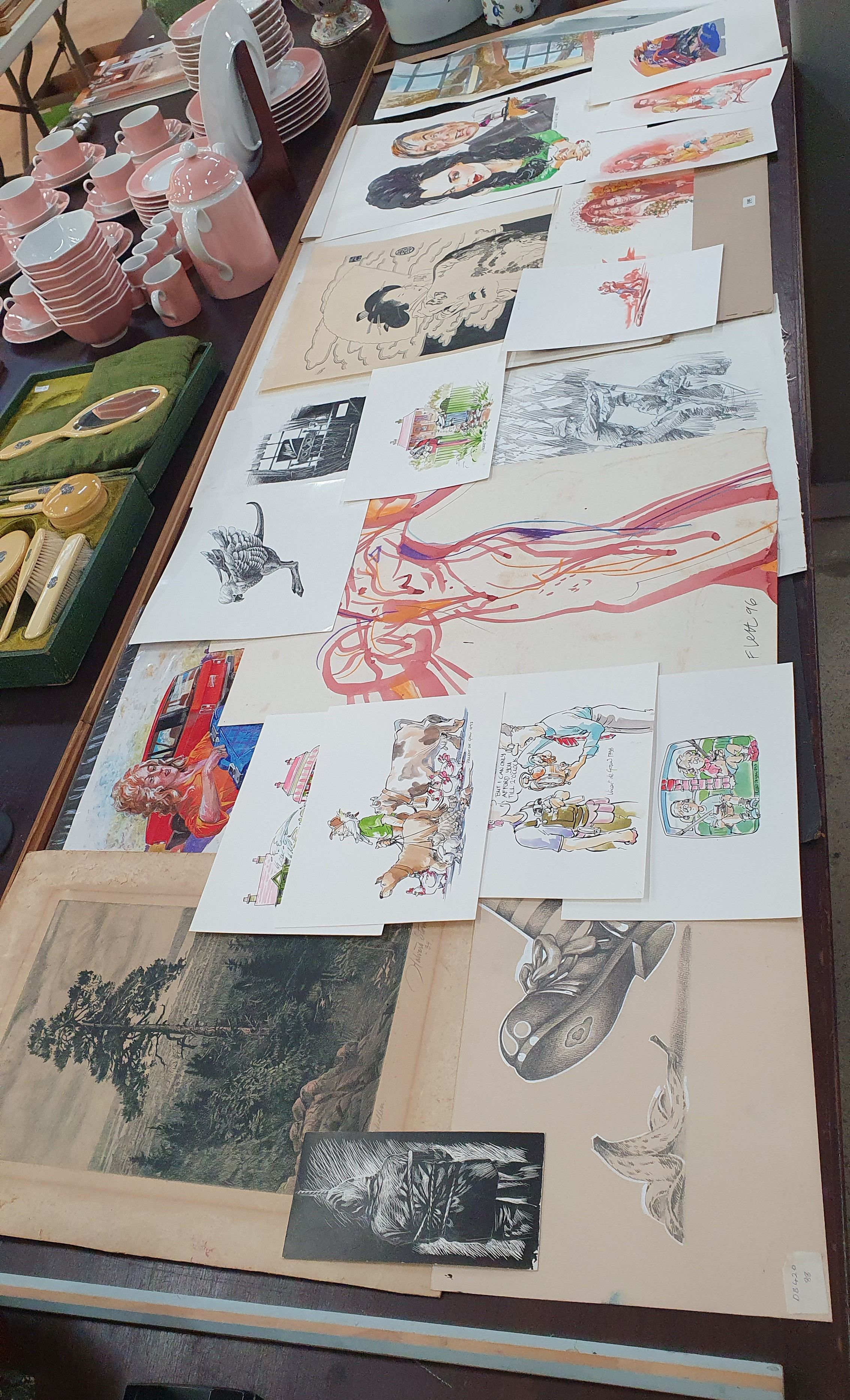 195 · A GROUP OF VINCENT DE GOUW UNFRAMED ARTWORKS AND OTHERS BY VARIOUS ARTISTS