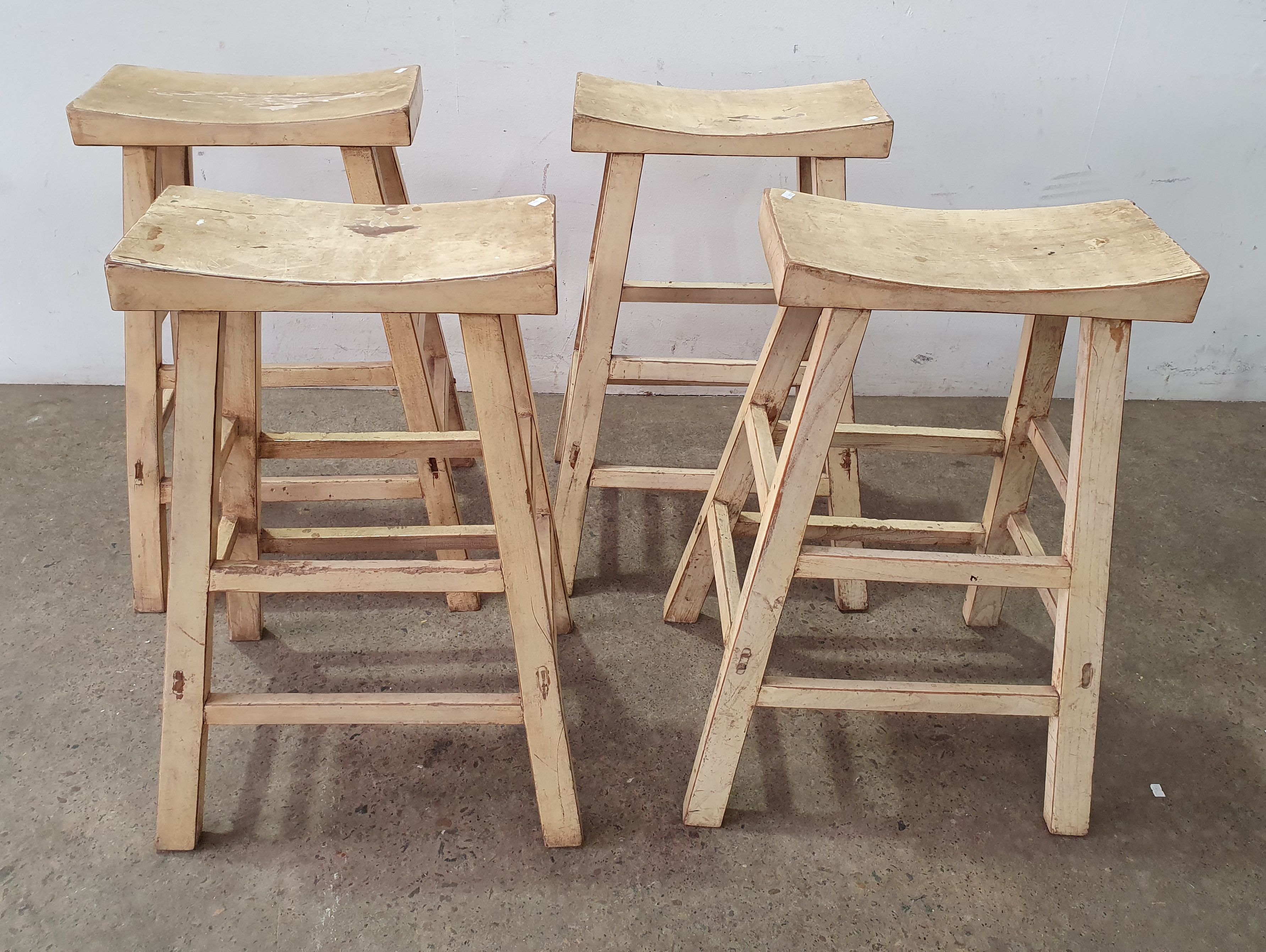 2195 · A SET OF FOUR RUSTIC ASIAN STYLE BAR STOOLS