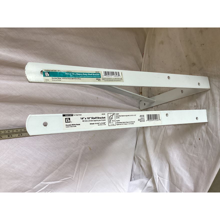 BUYING (2) Eb 16'' x 10'' Heavy Duty Shelf Bracket- Duable White Finish