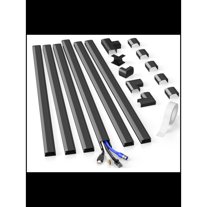 Simple Cord Cable Concealer 12pk Wall Covers 25'' Each- Black