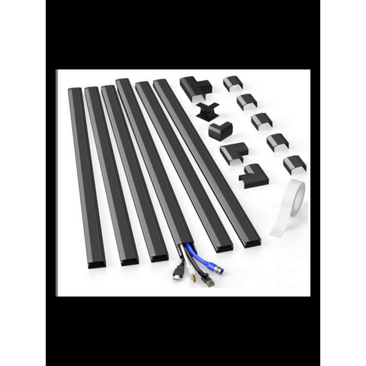 Simple Cord Cable Concealer On Wall- 12, 25'' Race Way- Black