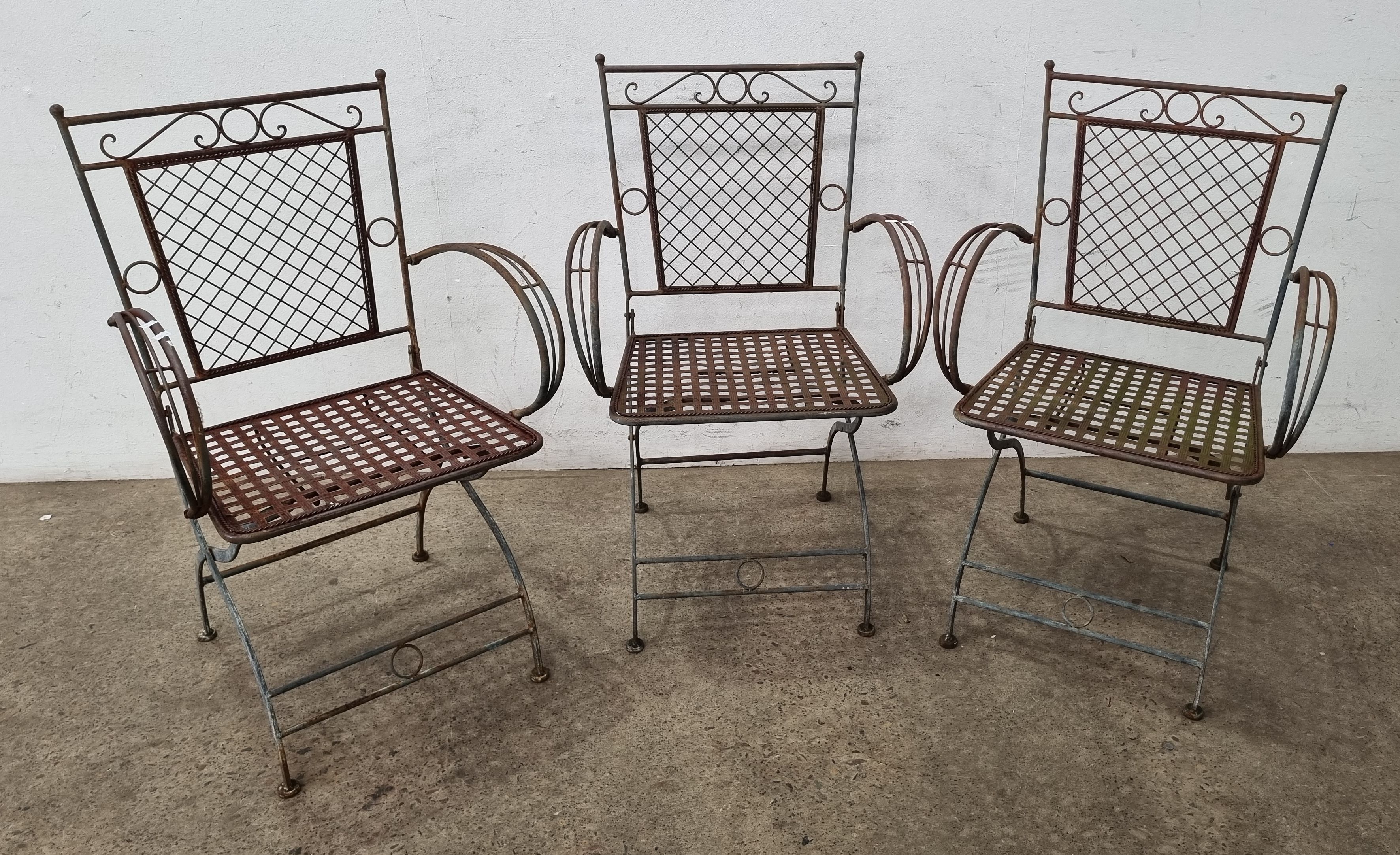 Three Decorative Metal Chairs