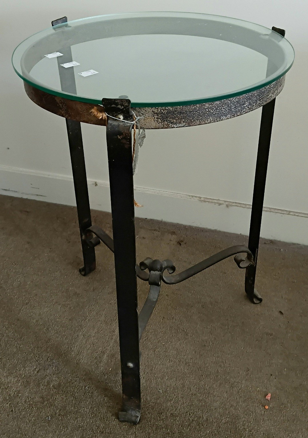 A Wrought Iron Base Lamp Table