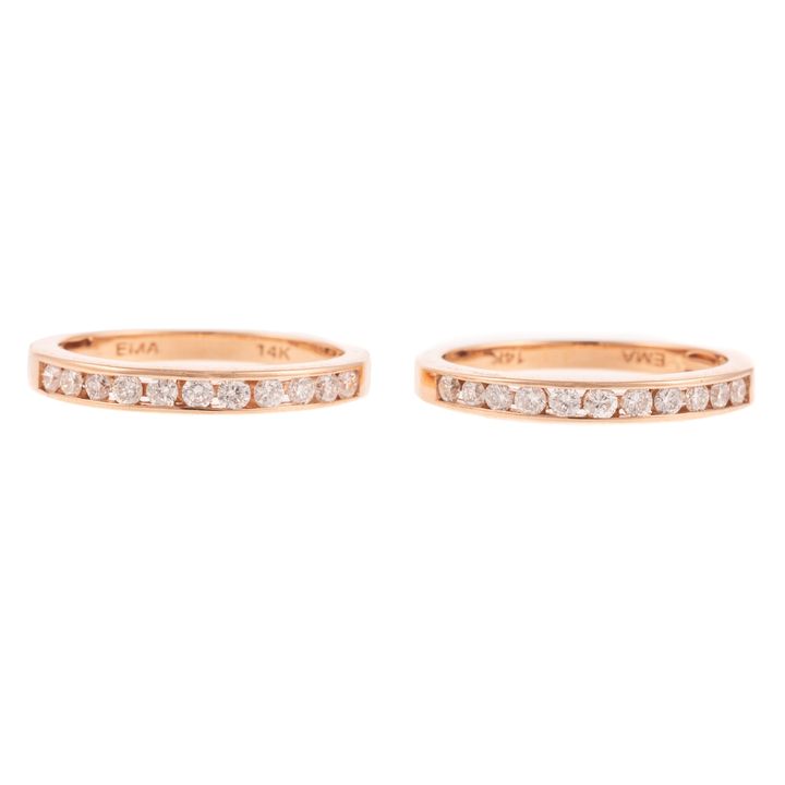A Pair of Channel Set Diamond Bands in 14K