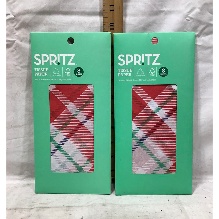 (2) Spritz Tissue Paper - 8 Sheets per Pack - Red, White & Green