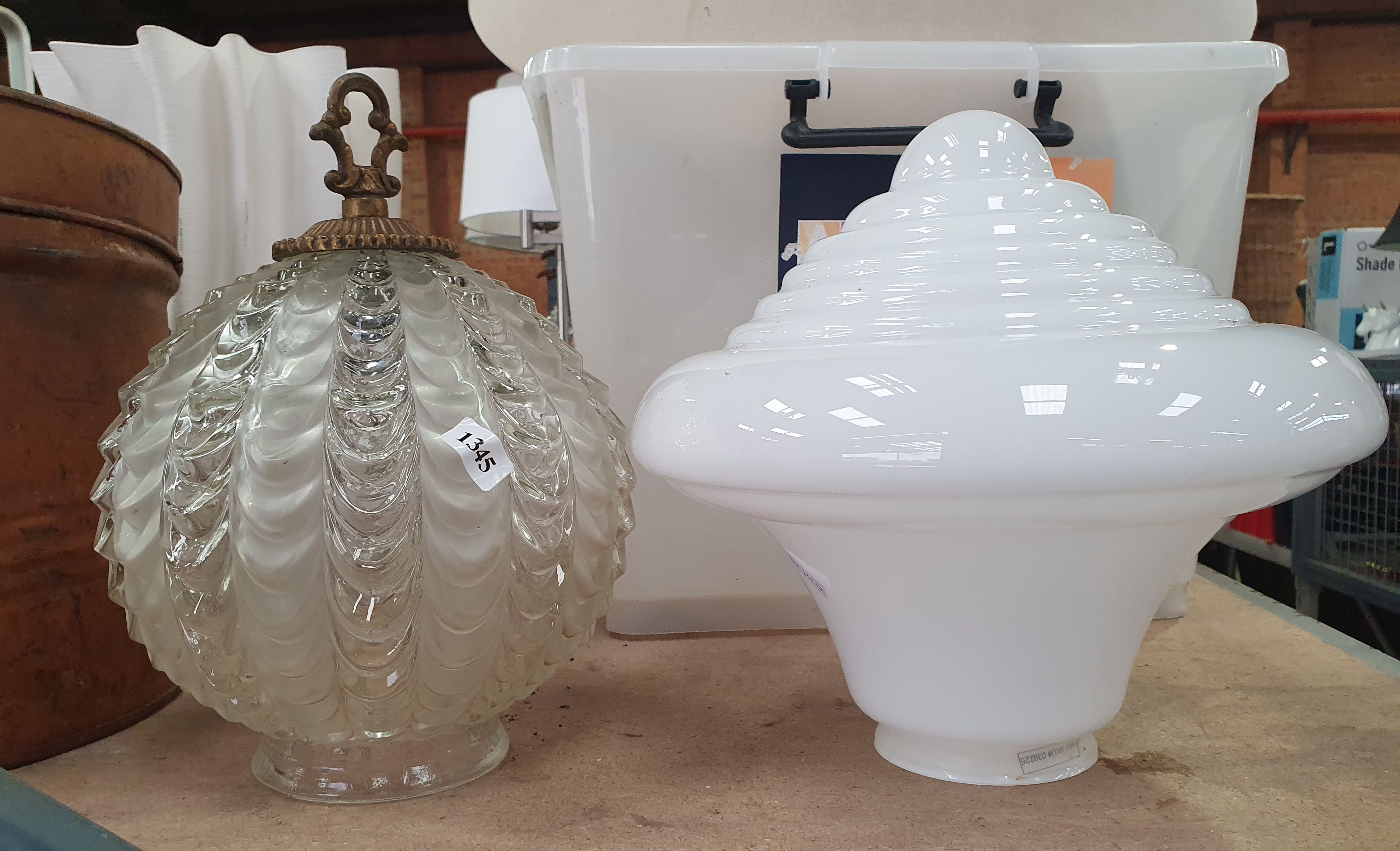 1345 · TWO VARIOUS GLASS SHADES