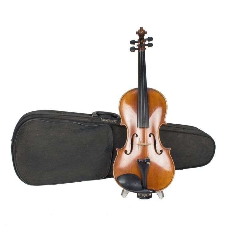 An European 4/4 violin, no label, curly maple back