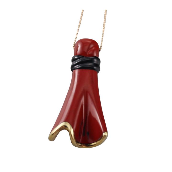 18k Gold Jasper Onyx Pendant Necklace