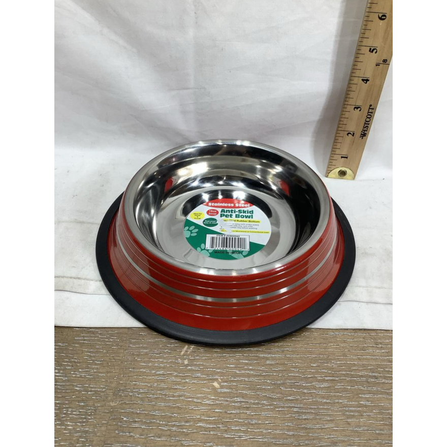 Stainless Steel Anti-Skid Pet Bowl (Red) 16oz