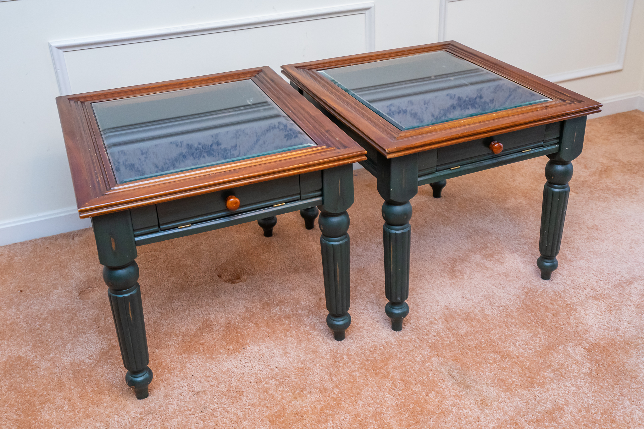 Pair of Shadow Box Display End Tables Harritt Group, Inc