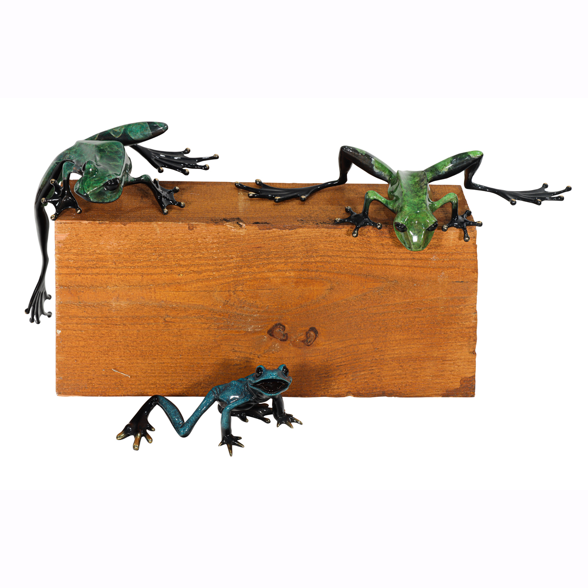 Two Tim 'Frogman' Cotterill enameled bronze frogs and Kitty Critters ...