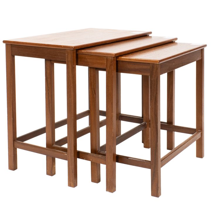 A Danish Poul Hundevad nest of three teak tables