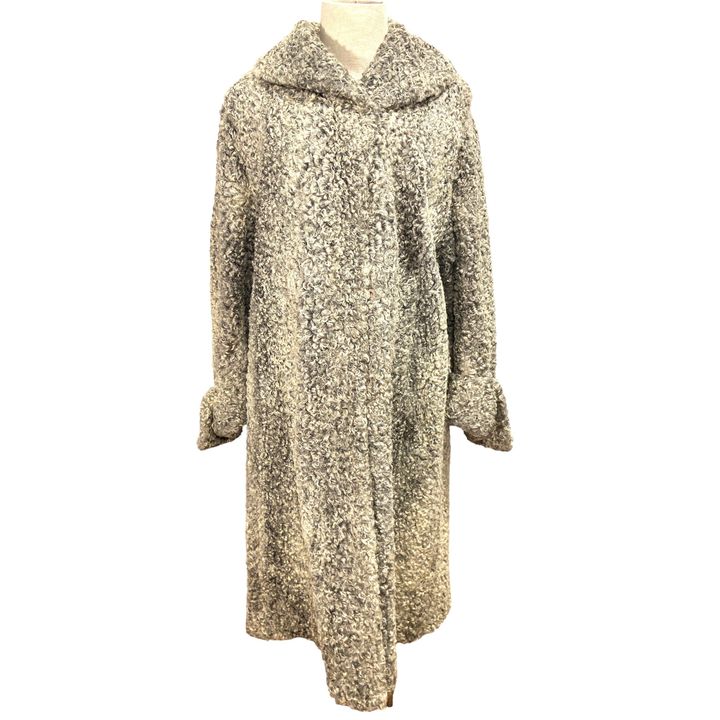 Vintage 1940s Grey Curly Baby Lamb Full Length Fur Coat