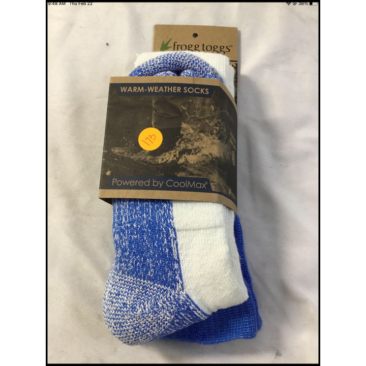 Frogg Togg Warm-Weather Wading Socks Size L/XL (Blue & White)