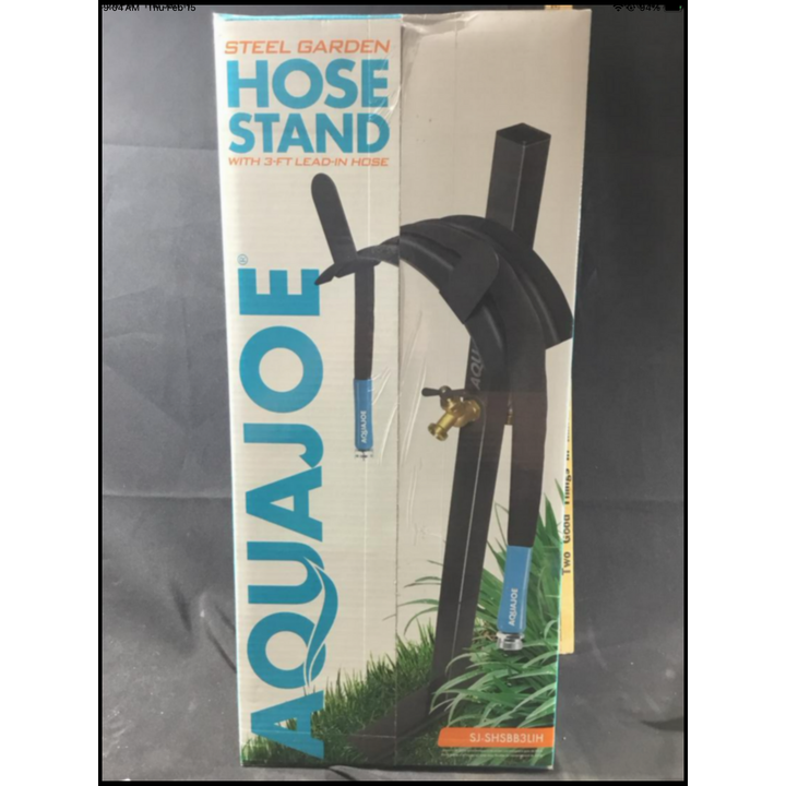 AquaJoe Steel Garden Hose Stand w/ 3ft Lead In Hose