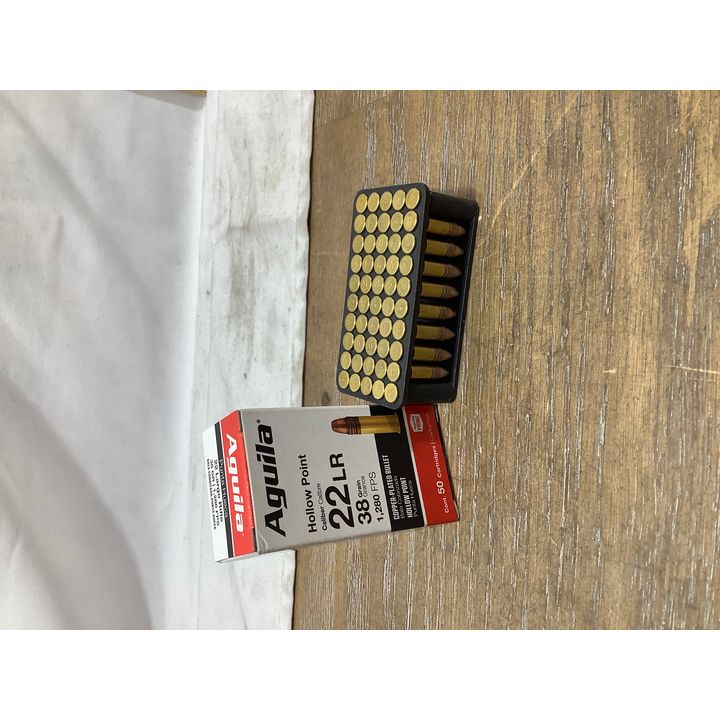 Aguila .22 Long Rifle Copper Plated Bullets Hollow Point 38 Grain 50 Cartridges