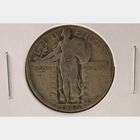 1929 SILVER STANDING LIBERTY QUARTER SCRATCHED