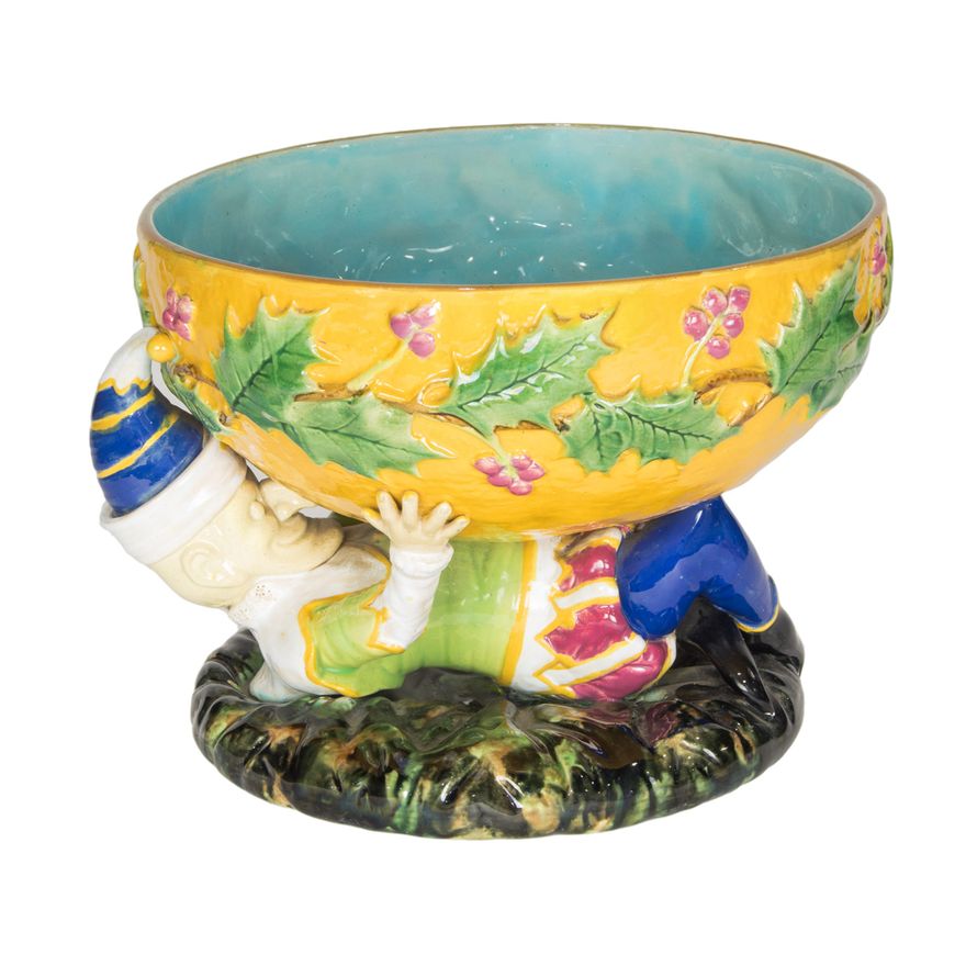A George Jones majolica figural 'Punch Bowl', circa 1875