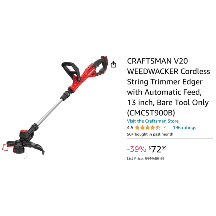 Craftsman V20 13" Weed Wacker Cordless String Trimmer *Tool Only*