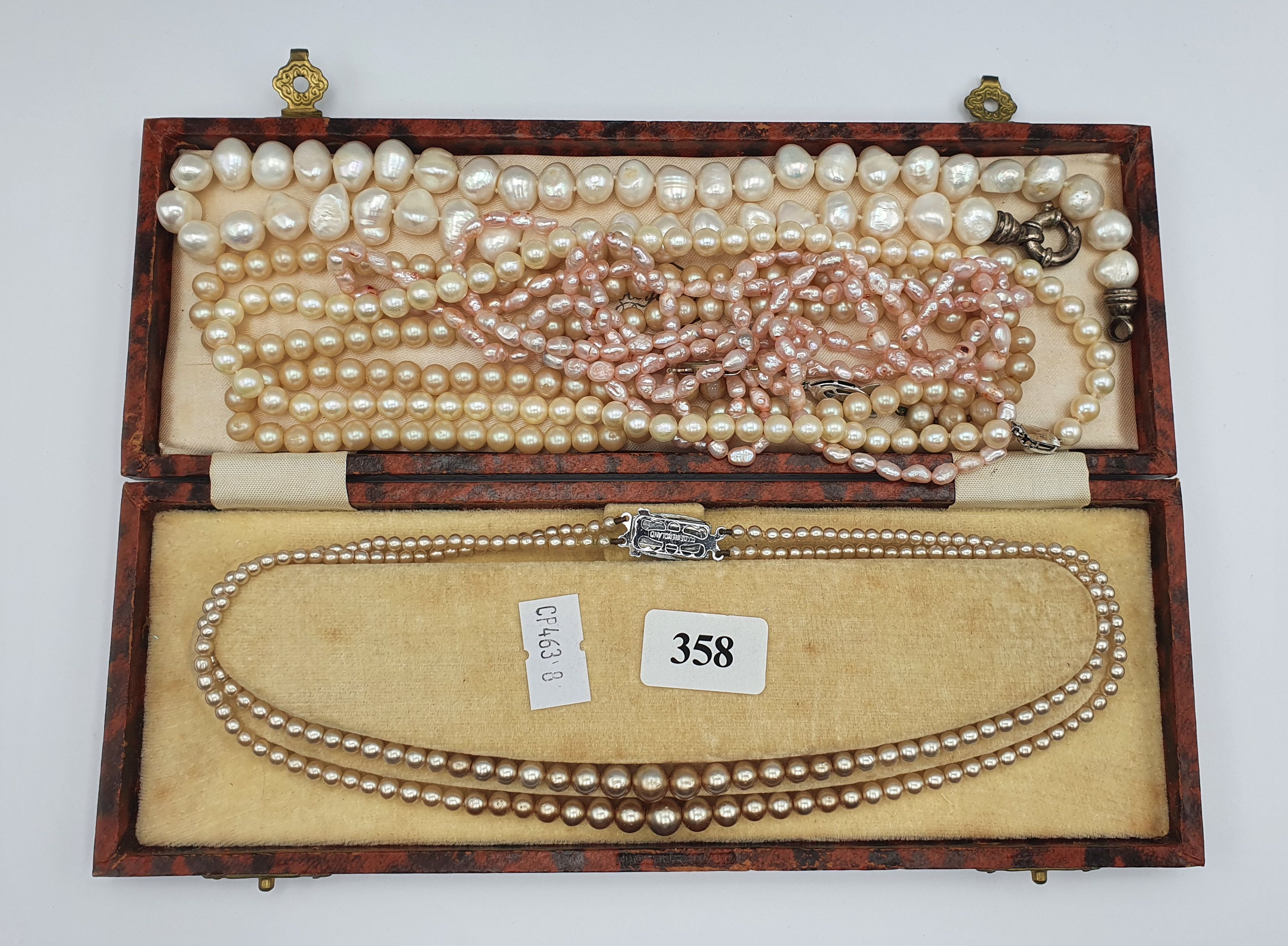 FIVE PEARL NECKLACES