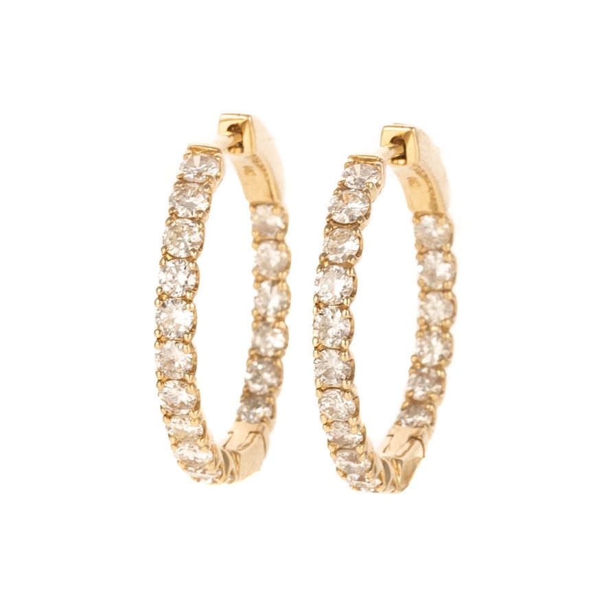 A Pair of Diamond Inside-Out Hoops in 14K