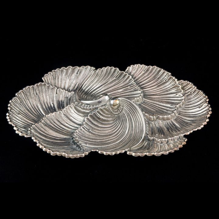 A Buccellati sterling shell form serving tray