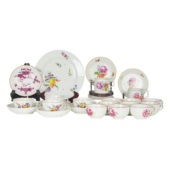 A group of Meissen floral decorated porcelain