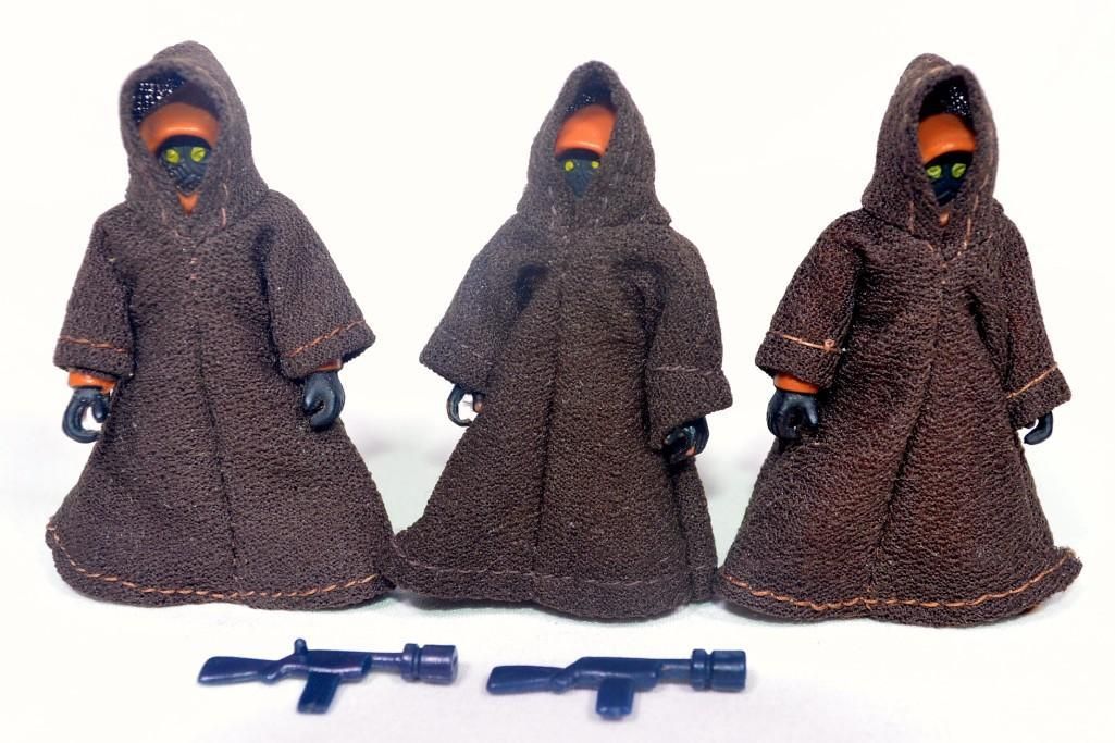 Three Vintage Kenner Star Wars Jawa figures with two blasters Toys Trains and Other Old Stuff LLC