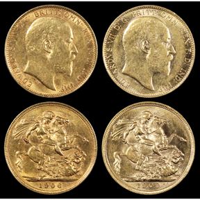 SOVEREIGNS (2), 1906M & 1909M, S3971, gVF & EF.…