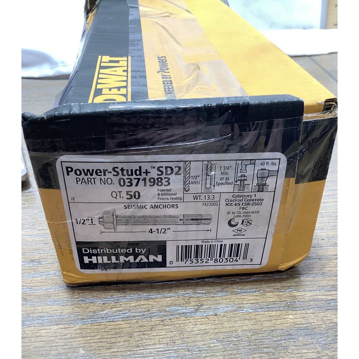 DeWalt Seismic Anchors 1/2"x4-1/2" 50pc