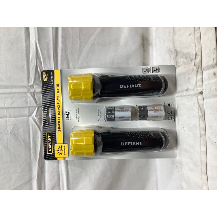 Defiant 2-Pack Floating Flashlights-100 Lumens, 6 AA Batteries Included